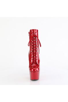 7" Heel, 2 3/4" Platform Lace-Front Ankle Boot, Side Zipper - Fit Guide: True to Size - Heel: 7" Heel, 2 3/4" Platform - Brand: Pleaser - Country of Origin: Imported Japan Woman, 9 And 10, Side Zipper, Lace Front, Ankle Boot, Zipper, Boots, Lace, Red