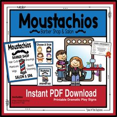 the instant printable poster for moustachis barber shop and salon with instructions