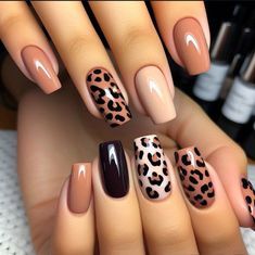 Cheetah Nail Designs, Cheetah Print Nails, Fall Gel Nails, Pretty Nail Art Designs