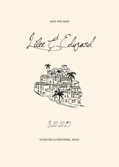 the front cover of a book with an image of a town and palm trees on it