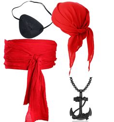 three pieces of clothing including a hat, scarf and anchor