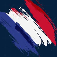 the colors of the flag of france painted on a dark blue background with red, white and blue brush strokes