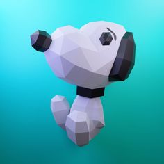 a low poly dog sitting on the ground