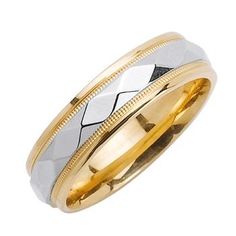 two tone gold and white wedding band