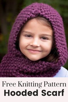 Hooded Scarf Pattern, Infinity Scarfs, Trendy Knitting, Scarf Knitting Pattern, Knitting Patterns Free Scarf, Knitting Patterns Free Hats, Cowl Knitting Pattern, Scarf Knitting, Hat Knitting