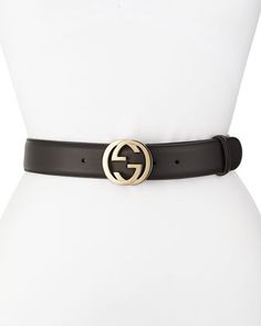 Wide+Adjustable+GG-Buckle+Belt,+Nero+by+Gucci+at+Neiman+Marcus. Gucci Web Belt, Womens Designer Belts, Gucci Leather Belt, Gucci Belt Bag, Gucci Scarf, Gucci Leather, Brown Belt