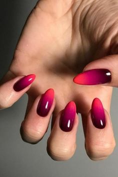 Ongles Beiges, Ombre Gel Nails, Red Ombre Nails, Pink Ombre Nails