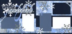 an image of winter wonderland with snowflakes and paper cut outs on the side