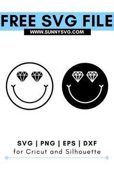 diamond eyes smiley face svg Smiley Face Svg Free, Face Svg Free, Smiley Face Svg, Cute Smiley Face, Shirt Sticker, Free Svg Files