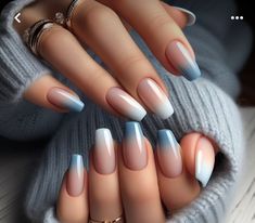 Fun Color Nails, Grey Nail Designs, Ombre Acrylic Nails, Cute Nail Art Designs, Blue Nail Designs, Pastel Nails, Elegant Nails, Luxury Nails