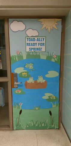 this is a door to a public restroom that says toad - ally ready for spring