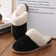 Stylishly comfort your feet with our Fluffy Memory Foam Fur Slippers for Women. Made with luxurious memory foam and plush fur, these slippers provide the perfect balance of comfort and style. Slip into these to add a touch of sophistication to your loungewear. How to Choose the Right Size: To ensure the perfect fit, please follow these steps: Measure the length of your foot while standing, with your foot firmly on the floor and parallel to your other foot. Select the size corresponding to the me Black Slip-on Slippers For Indoor, Black Indoor Slip-on Slippers, Cozy Round Toe Slippers For Relaxation, Cozy Slippers With Soft Texture And Round Toe, Soft Texture Slip-on Winter Slippers, Winter Slippers With Soft Texture And Round Toe, Comfortable Soft Closed Toe Slippers, Winter Indoor Slippers With Soft Texture, Winter Comfortable Slippers With Soft Texture