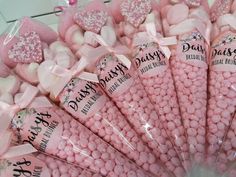 there are many pink candies in the bag