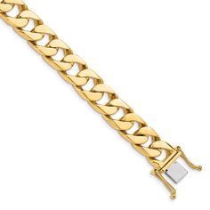 14k Yellow Gold Hand Polished Finish 1 Flat Beveled Solid Link Curb Chain with Lobster Clasp Clasp Bracelet, Bow Jewelry, Gold Hands, Bracelet Clasps, Jewelry Companies, Link Bracelets, Chain Bracelet, Chains Necklace, Favorite Jewelry