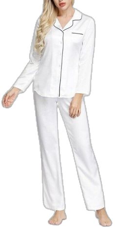 White Relaxed Fit Sets For Pajama Party, White Long Pants Sets For Pajama Party, White Pajama Party Sets With Long Pants, White Long Pants Pajama Party Sets, White Relaxed Fit Sleep Set, White Sleepwear For Spring Relaxation, Casual White Sleepwear For Hospital, White Long Sleeve Sleepwear For Relaxation, White Long Pants Sets For Spring