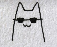 a drawing of a cat with sunglasses on it's face