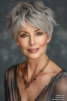 50 Pixie haircuts for older women Short Hair Styling, Bold Haircuts, Grey Hair Dye, Haircuts For Older Women, Short Silver Hair, Grey Hair Inspiration, Messy Short Hair, Short Grey Hair, Short Choppy Hair