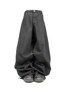 The Big Baggy Black jeans feature a distinctive wide cut with raw ripped hemline, intentionally accented with visible edges. Made entirely from 100% cotton black denim and with the utmost attention to detail and our craftsmanship. Every piece is meticulously made to order, exclusively for you, and is unique. Please tho Ripped Oversized Jeans, Very Baggy Pants, Very Baggy Clothes, Emo Baggy Clothes, Baggy Baggy Jeans, Baggy Jeans Reference, Baggy Clothes Grunge, Baggy Pants Reference