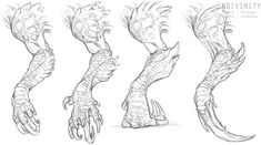 some drawings of hands and claws