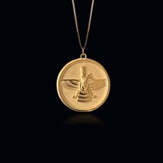 Ahura mazda pendant (coin) - johnnysaintstudio Phoenix Pendant, Ancient Persian, Persian Culture, Gold Dragon, Gold Tree, Small Circle, Solid Gold Chains, Dragon Pendant, Yellow Gold Chain