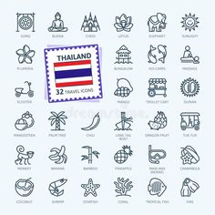 thailand travel line icons set stock photo edit and royalty images for free to use on the web