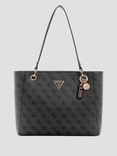 Made in a Quattro G printed faux-leather construction, this petite tote features a front logo emblem and zip-top closure. Removeable logo keychain included. Guess Monique Tote Bag, Guess Hand Bag Black, Guess Mini Bags, Cute Handbags For School, Handbags Guess, Guess Tote Bag, School Handbags, Guess Bag, Hand Bags For Women