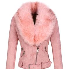 Womens Baby Pink Vintage Short Jacket With Large Collar & Motorcycle Style Material: Sudette Composition: 95% Polyester 5% Elastane Excellent Quality Amazon Things, Suede Biker Jacket, Biker Coat, Suede Biker, Suede Leather Jacket, Faux Suede Fabric, Faux Suede Jacket, Suede Coat, Motorcycle Style