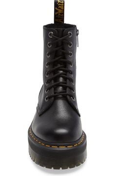 Dr. Martens Jadon Pisa Platform Boot (Women) | Nordstrom Fall Streetwear Lace-up Boots With Zipper, Streetwear Lace-up Boots With Zipper And Round Toe, High-top Zipper Closure Combat Boots For Streetwear, Leather Lace-up Boots With Zipper For Streetwear, Streetwear Lace-up Platform Boots With Zipper, Streetwear Lace-up Platform Boots With Zipper Closure, Lace-up Platform Boots With Zipper For Streetwear, Leather Chunky Platform Lace-up Ankle Boots, Lace-up Leather Moto Boots With Chunky Platform