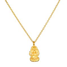 Trust that on your journey to truth, good fortune awaits. This 18kt gold plated necklace features a gleaming Ganesha, the Hindu god who removes obstacles and bestows good fortune. Wear this necklace on your journey to clear your path of obstacles, or to open yourself to receiving blessings of good fortune. Ganesha - Success, remover of obstacles Pendant size - 14 x 9mm Necklace length - 16" + 3" ext chain 1mm knife edge cable chain 18k gold plate over brass Made in Thailand One year warranty NG0 Satya Jewelry, Birthstone Charm Necklace, The Hindu, Hindu God, Charm Rings, Birthstone Charms, Personalized Birthday Gifts, 50th Gifts, Good Fortune