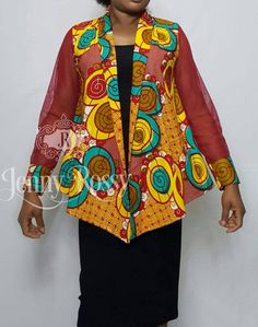 KEMI self tie African Wrap around Free top with mesh | Etsy Trendy Fitted Patchwork Blouse, Summer Party Long Sleeve Blazer, Multicolor Wrap Top For Fall, Stretch Long Sleeve Party Blazer, Fitted Spring Outerwear With Sheer Sleeves, Spring Fitted Outerwear With Sheer Sleeves, Long Sleeve Patchwork Blouse For Party, Fitted Multicolor Long Sleeve Blazer, Fitted Outerwear With Sheer Sleeves