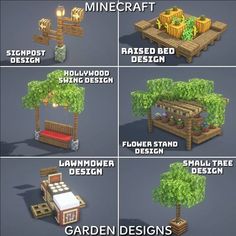 Minecraft Bush Designs, Minecraft River Design, Market Minecraft Ideas, Garden In Minecraft, Plants Minecraft, Minecraft Outdoor Ideas, Minecraft Outdoor Decor, Greenhouse Minecraft, Minecraft Path