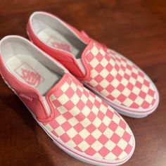 Vans Pink Loafers Ladies Size 7 Nwot Cleaning Out Closets! No Original Box Casual Pink Closed Toe Loafers, Vans Slip-ons With Round Toe, Casual Pink Slip-on Loafers, Casual Vans Slip-ons With Round Toe, Vans Slip-ons With Round Toe For Spring, Pink Loafers, Vans Pink, Box Van, Shoes Vans