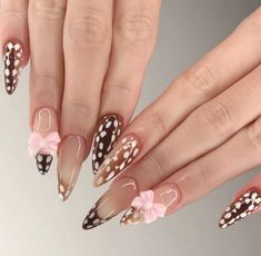 #bambi #nails #coquette #fawn #aesthetic #tumblr #ribbon Bambi Nails Disney, Bambi Nail Art, Fawn Nails, Bambi Nails, Subtle Disney Nails, Fawn Aesthetic, Deer Nails, Nails Coquette, Nails Paint