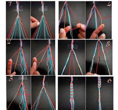 there are many different pictures of yarn being woven on the same thread as each other