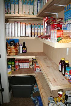 the pantry is stocked with all kinds of food