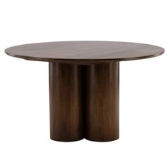 a round wooden table with two legs on the top and one leg in the middle