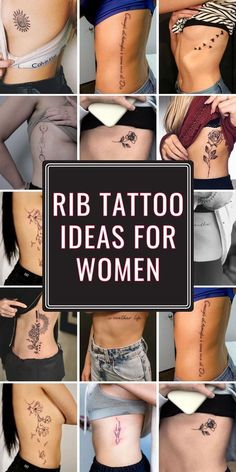 many different pictures of women with tattoos on their stomachs and the words rib tattoo ideas for