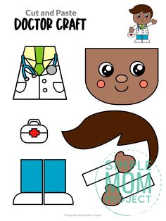 cut and pastee doctor craft for kids to use in crafts, books or t - shirts