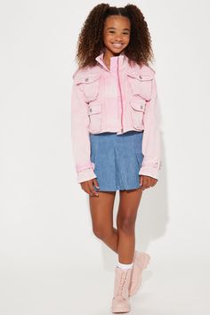 Available In Pink. Denim Jacket Collar Zip Front Cargo Pockets Sleeve Buckle Detail Stretch Mommy & Me Takedown Of "Billie Cropped Cargo Jacket" Disclaimer: Due To The Specialized Wash Process, Each Garment Is Unique. 99% Cotton 1% Spandex Imported | Mini Billie Cargo Jacket in Pink size 14/16 by Fashion Nova Pink Denim Outerwear For Streetwear, Pink Denim Jacket For Spring Streetwear, Pink Washed Outerwear For Spring, Spring Pink Washed Outerwear, Spring Hooded Washed Outerwear, Hooded Washed Outerwear For Spring, Spring Washed Hooded Outerwear, Pink Casual Denim Jacket For Winter, Casual Pink Denim Jacket For Winter