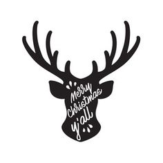 a black and white deer head with the words merry christmas day on it's antlers