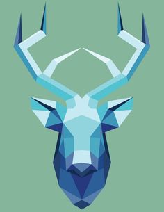 the head of an animal made out of geometric polygonal shapes on a green background