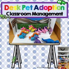 an advertisement for a classroom management system with dinosaurs on the desk and in the background