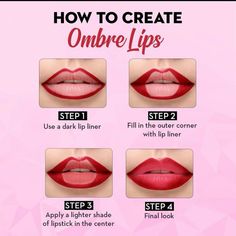 2 Tone Lips, Lipstick Tips, Ombré Lips, Korean Lipstick, Lipstick Guide, Face Makeup Tutorial Video, Maquillage Yeux Cut Crease, Tutorials Makeup, Makeup Order