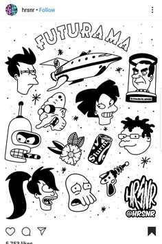 an image of cartoon characters with the word futurama on it's back