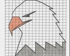 an eagle drawn in graph paper with the words, how do you draw this?