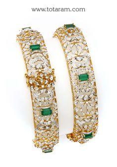 18 karat gold diamond kada for women with color stones - set of 2 (1pair)
  note : this item comes with a clip. so that you can open it and wear it directly on your wrist.
  note : minimum size : 2-4 & maximum size : 2-5.



introducing our exquisite 18 karat gold diamond kada for women with color stones - set of 2 (1pair). crafted with precision and elegance, this stunning piece of jewelry is bound to make a statement.
  
  made in india, this diamond kada showcase Traditional Bangle With Diamond Accents For Anniversary, Traditional Diamond Bangle With Diamond Accents, Traditional Anniversary Bangle With Diamond Accents, Formal Diamond Bangle With Stone Work, Diamond Bangle With Intricate Design In Yellow Gold, Diamond Bangle In Yellow Gold With Intricate Design, Yellow Gold Diamond Bangle With Intricate Design, Kada For Women, Diamond Kada