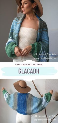 a woman wearing a hat and sweater with the words glacadi on it