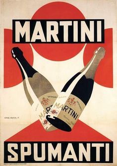 an advertisement for martini with two champagne bottles