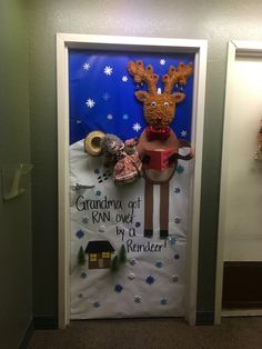 a door decorated to look like a reindeer