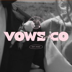 the words vowseco are written in pink and black on top of an image of two people